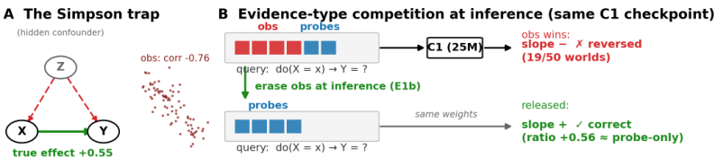 Representative image for Evidence-Type Competition: When Can Interventional Data Teach Language Models Causal Direction?